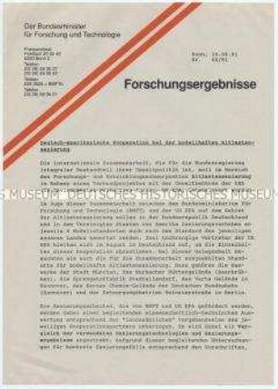 Presseinformation über die deutsch-amerikanische Zusammenarbeit bei der Altlastensanierung