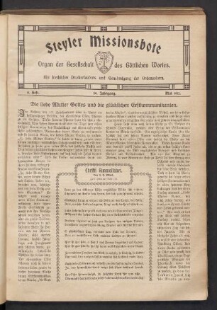 8. Heft. 39. Jahrgang. Mai 1912