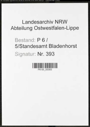Sterberegister Standesamt Castrop-Rauxel Bladenhorst