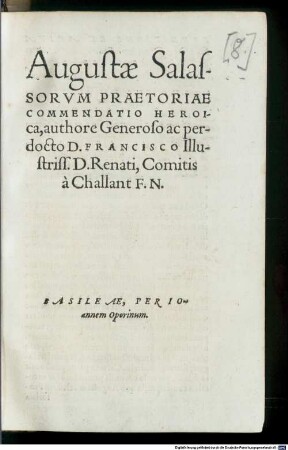 Augustae Salassorum praetoriae commendatio heroica