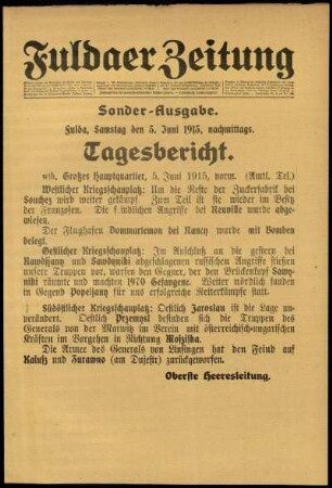 Ausgabe vom Samstag, den 05. Juni 1915.
