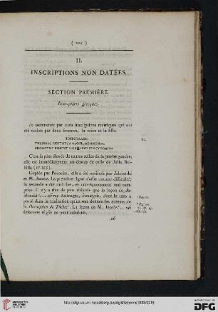 Section première: Inscriptions grecques