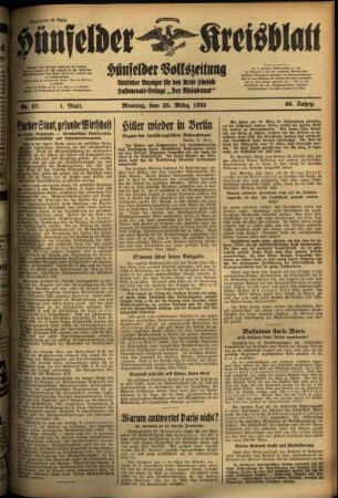 Erste Ausgabe vom Montag, den 25. März 1935.