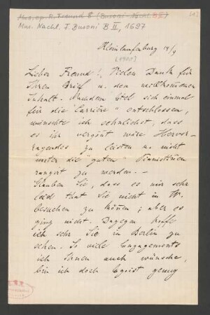 Brief an Ferruccio Busoni : 14.09.1900