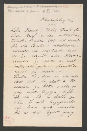 Brief an Ferruccio Busoni : 14.09.1900