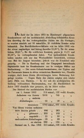 Klinische Mittheilungen von der Medicinischen Abtheilung des Allgemeinen Krankenhauses in Hamburg : aus d. Jahre ... 1862/63, 1862/63 (1864)