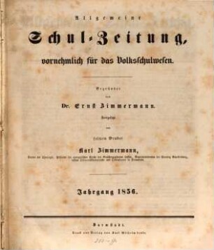 Allgemeine Schulzeitung. 33. 1856
