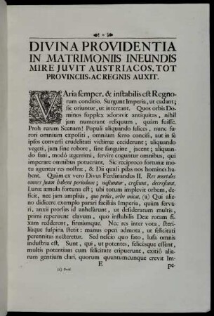 Divina Providentia In Matrimoniis Ineundis Mire Juvit Austriacos, Tot Provinciis, Ac Regnis Auxit.