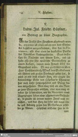 V. Ludw. Jul. Fried. Höpfner, ein Beytrag zu seiner Biographie