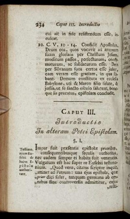 Caput III. Introductio In alteram Petri Epistolam. - Caput IV. Introductio In primam Ioannis Epistolam.