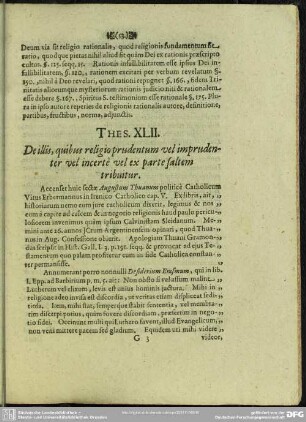 Thes. XLII. De illis, quibus religio prudentum vel imprudenter vel incerte vel ex parte saltem tribuitur