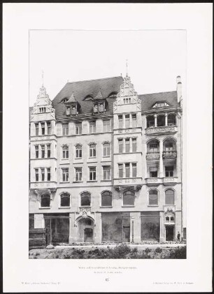 Wohn- und Geschäftshaus Markgrafenstraße, Leipzig: Ansicht (aus: Moderne Neubauten, 4.Jg., 1898ff, hrsg. W. Kick)