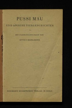 Pussi Mau und andere Tiergeschichten