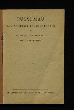 Pussi Mau und andere Tiergeschichten