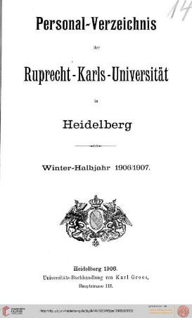 Wintersemester 1906/1907