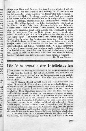Die Vita sexualis der Intellektuellen