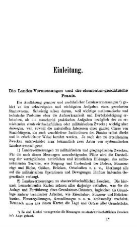 Einleitung. Die Landes-Vermessungen und die elementar-geodätische Praxis.
