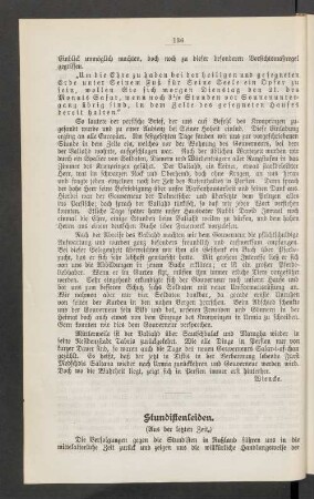 Stundistenleiden (Aus der letzten Zeit)