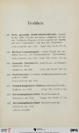 Textilien (Nr. 647-660)