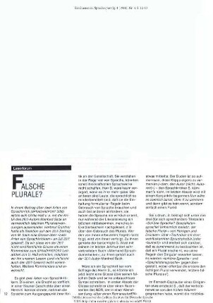 Falsche Plurale?