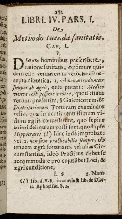 Pars. I. De Methodo tuendæ sanitatis.