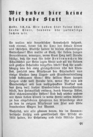 Wir haben hier keine bleibende Statt