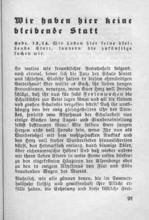 Wir haben hier keine bleibende Statt