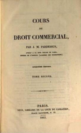 Cours de droit commercial, 2