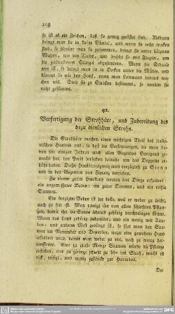 92. Verfertigung der Strohüte, und Zubereitung des dazu dienlichen Strohs
