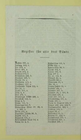 Register für alle drei Bände