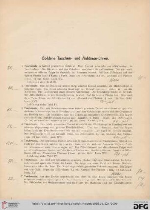 Goldene Taschen- und Anhänge-Uhren (Nr. 1-157)