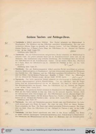 Goldene Taschen- und Anhänge-Uhren (Nr. 1-157)