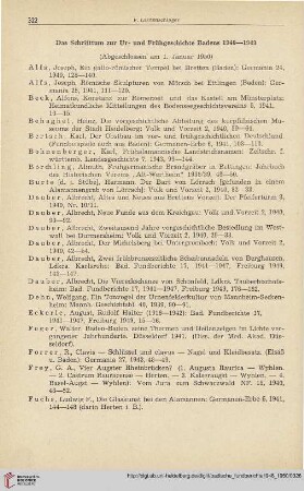 18: Das Schrifttum zur Ur- und Frühgeschichte Badens 1940 - 1949
