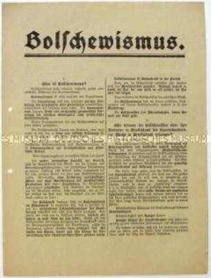 Flugblatt der Liga zum Schutze der deutschen Kultur zum Bolschewismusbegriff