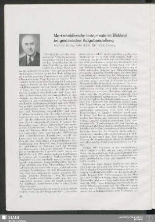 Markscheiderische Instrumente im Blickfeld bergmännischer Aufgabenstellung