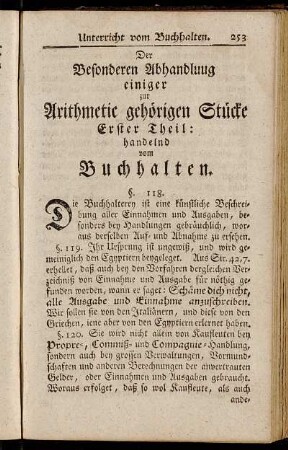 ...Erster Theil: handelnd vom Buchhalten.