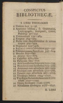 Conspectus Bibliothecae