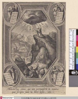 [Moses erhält die Tafeln der Gebote; Moses receiving the tables of the law]