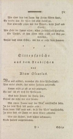 Sittensprüche aus dem Arabischen von Adam Olearius