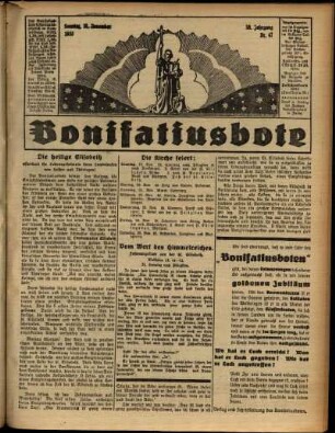 Erste Ausgabe vom Sonntag, den 19. November 1933.
