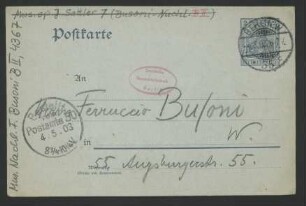 Postkarte an Ferruccio Busoni : 04.05.1903