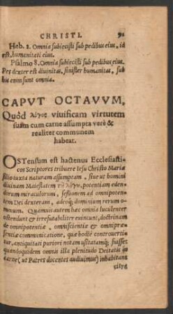 Caput Octavum, Quod logos vivificam virtutem suam ...