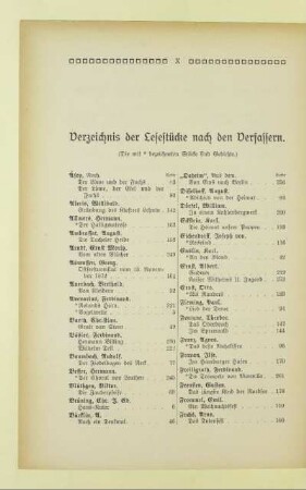 Verzeichnis der Lesestücke nach den Verfassern