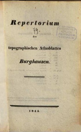 Repertorium des topographischen Atlasblattes Burghausen