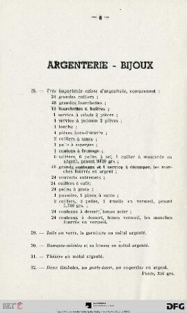 Argenterie - Bijoux (Nr. 28-59)