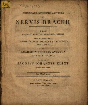 Commentatio anat. de nervis brachii : cum tab. aen.