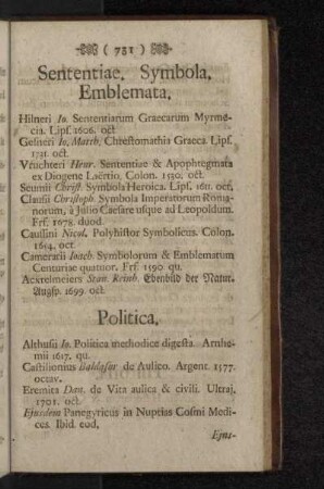 Sententiae. Symbola. Emblemata.