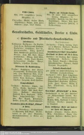 Genossenschaften, Gesellschaften, Vereine u. Klubs