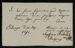 Stephanus Hrabovszky, Erlangen, 10.10.1792