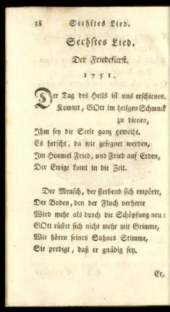 Sechstes Lied. Der Friedefürst. 1751